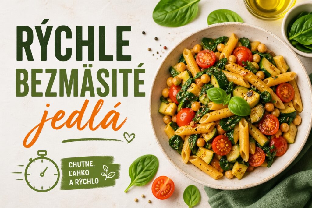 rýchle bezmäsité jedlá – cestoviny so zeleninou a cícerom