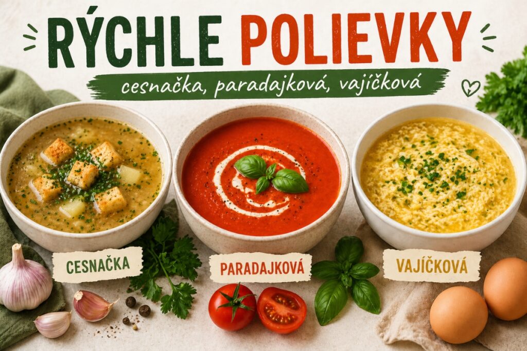 Rýchle polievky – cesnačka, paradajková a vajíčková polievka