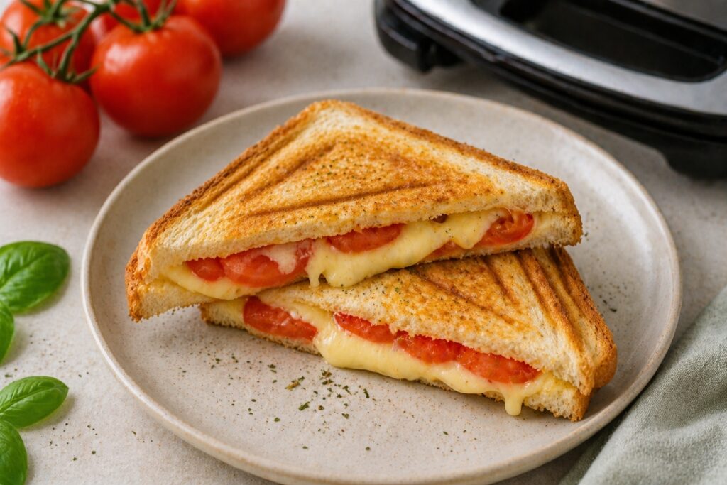 Toasty z toastovača so syrom a paradajkou