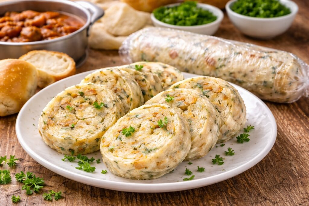 Žemľové knedle vo fólii