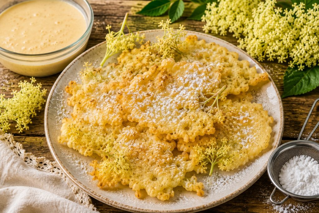 Bazové kvety v palacinkovom ceste