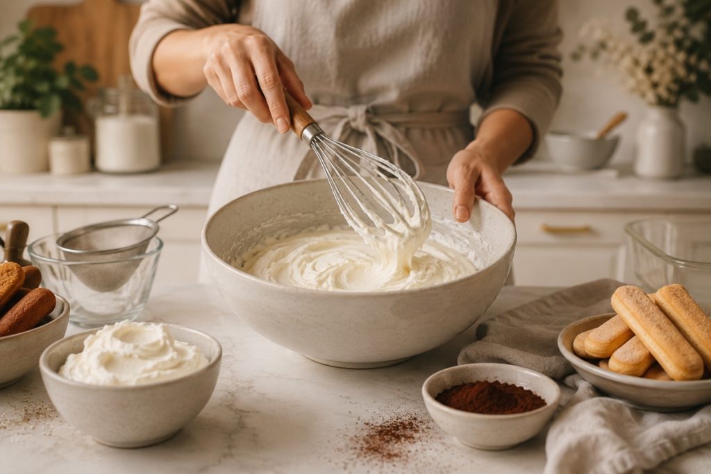 Príprava krému s náhradou mascarpone v kuchyni