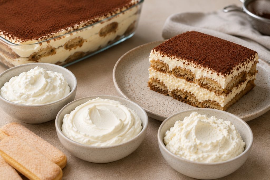 Tiramisu s náhradou mascarpone – krémový syr a šľahačka